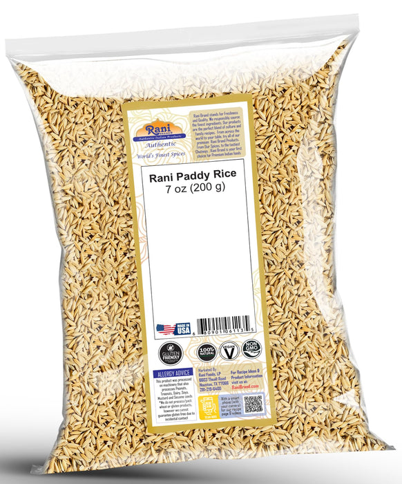 Rani Paddy Rice (Raw Unfinished Rice) 7oz (200g) ~ All Natural | Vegan | Gluten Friendly | NON-GMO | Kosher | Product of USA