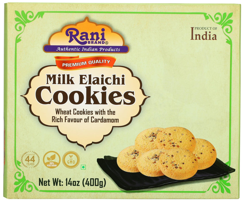 Rani Milk Elaichi Cookies (Wheat Cookies with Almond Flavor) 14oz (400g) Pack of 3+1 FREE, Premium Quality Indian Cookies ~ All Natural | Vegan | Non-GMO | Indian Origin