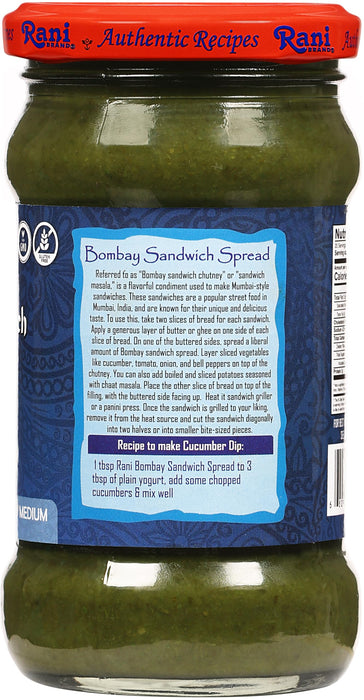 Rani Bombay Sandwich Spread, Mild (Mint & Coriander) 10.5oz (300g) Glass Jar, Ready to Eat, Pack of 5+1 FREE ~ Vegan | Gluten Free | NON-GMO | Kosher