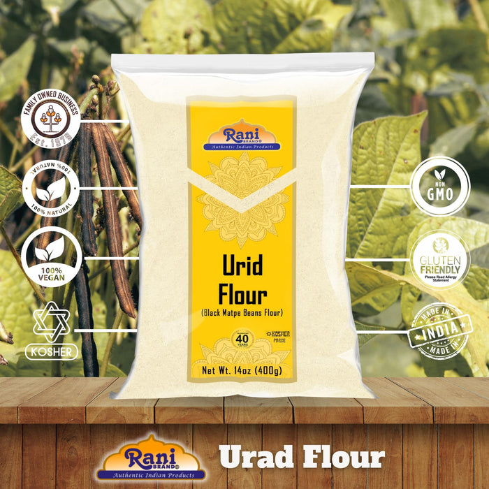 Rani Urid/Urad Flour (Black Matpe Beans Flour) 14oz (400g) ~ All Natural | Vegan | Gluten Friendly | NON-GMO | Kosher | Indian Origin