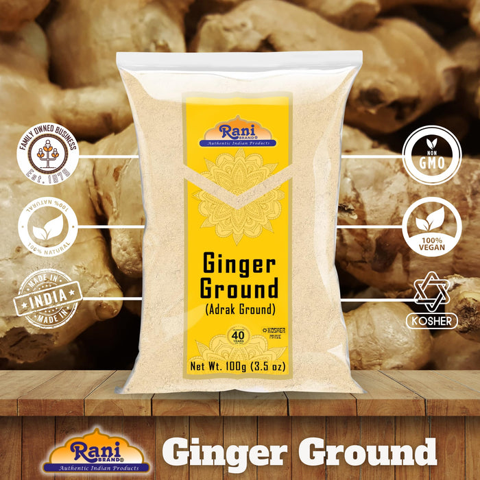 Rani Ginger (Adarak) Powder Ground, Spice 3.5oz (100g) ~ Natural | Vegan | Gluten Friendly | NON-GMO | Kosher | Indian Origin