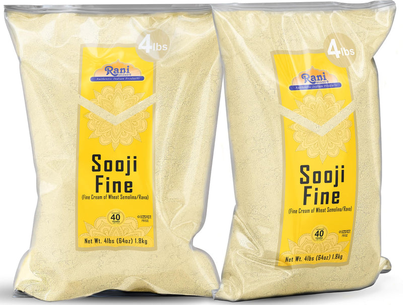 Rani Sooji Fine (Farina, Suji, Rava, Wheat) Flour, 64oz (4lbs) 1.81kg ~ All Natural | Vegan | NON-GMO | Kosher | Indian Origin
