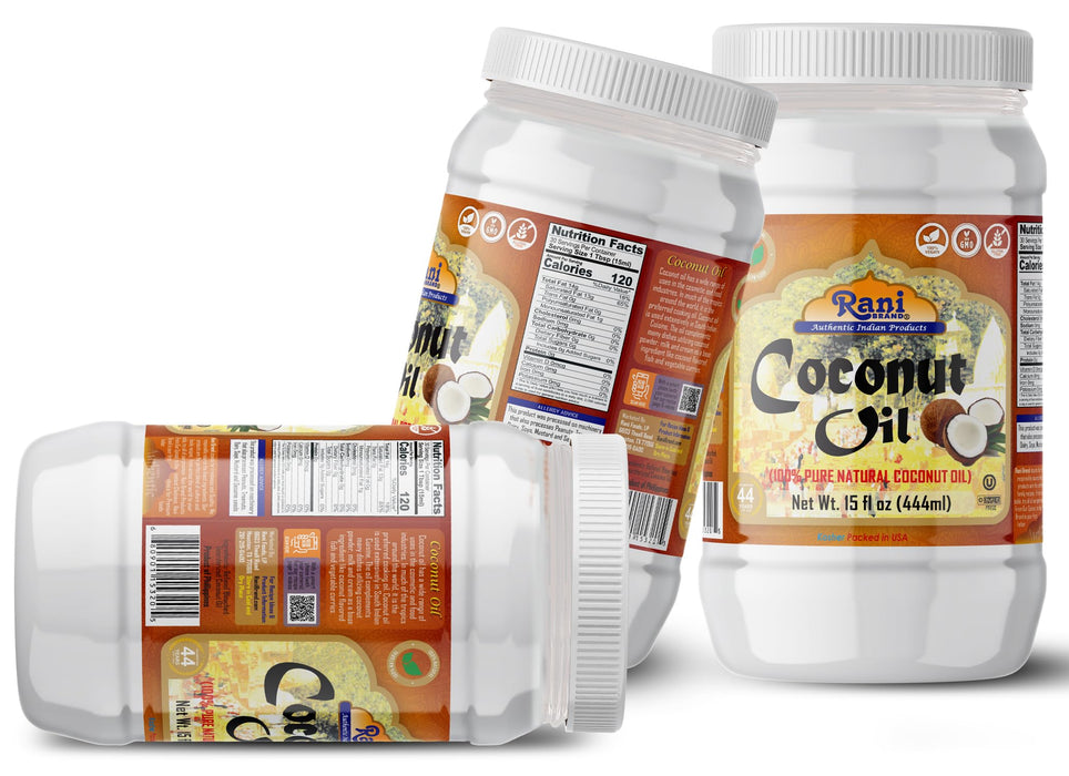 Rani Coconut Oil (100% Pure Natural Coconut Oil) 15 fl oz (444ml) Cold Pressed, NON-GMO | Gluten Free | Kosher | Vegan | 100% Natural | Packed in USA