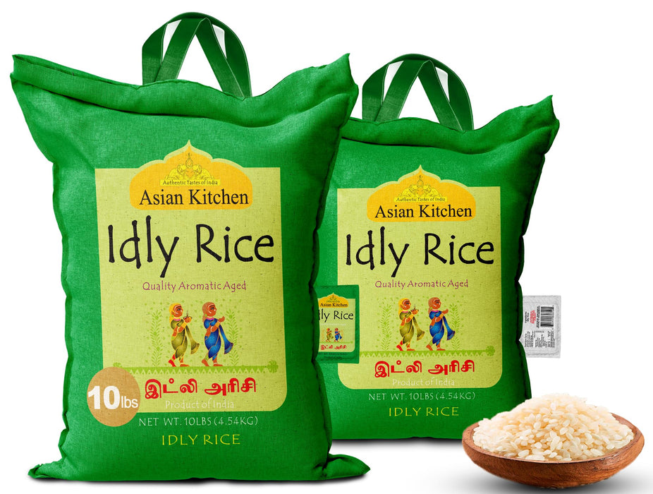Asian Kitchen Idly (Idli) Rice 10-Pound Bag, 10lbs (4.54kg) Short Grain Rice ~ All Natural | Gluten Friendly | Vegan | Indian Origin | Export Quality