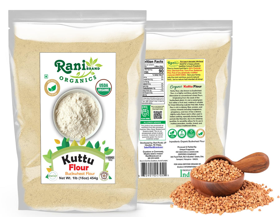 Rani Organic Kuttu (Buckwheat) Flour 16oz (1lb) 454g ~ All Natural | Gluten Friendly | NON-GMO | Kosher | Vegan | Indian Origin | USDA Organic Certified