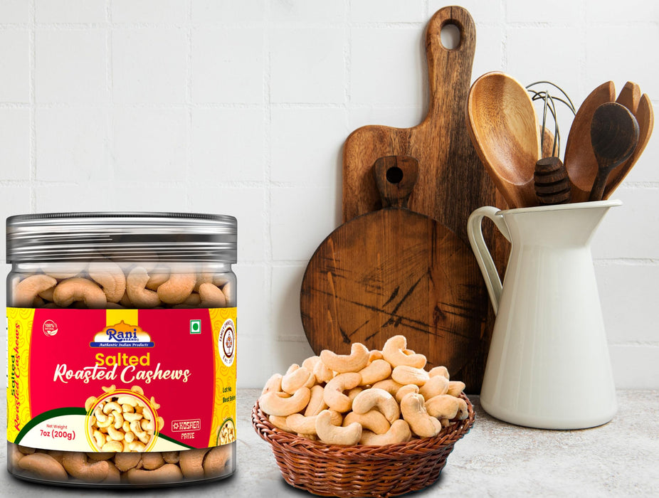 Rani Salted Roasted Cashews 7oz (200g) PET Jar, Non-Fried, Oil Free ~ All Natural | Vegan | Gluten Friendly | NON-GMO | Kosher | Air Roasted, Crunchy & Flavorful