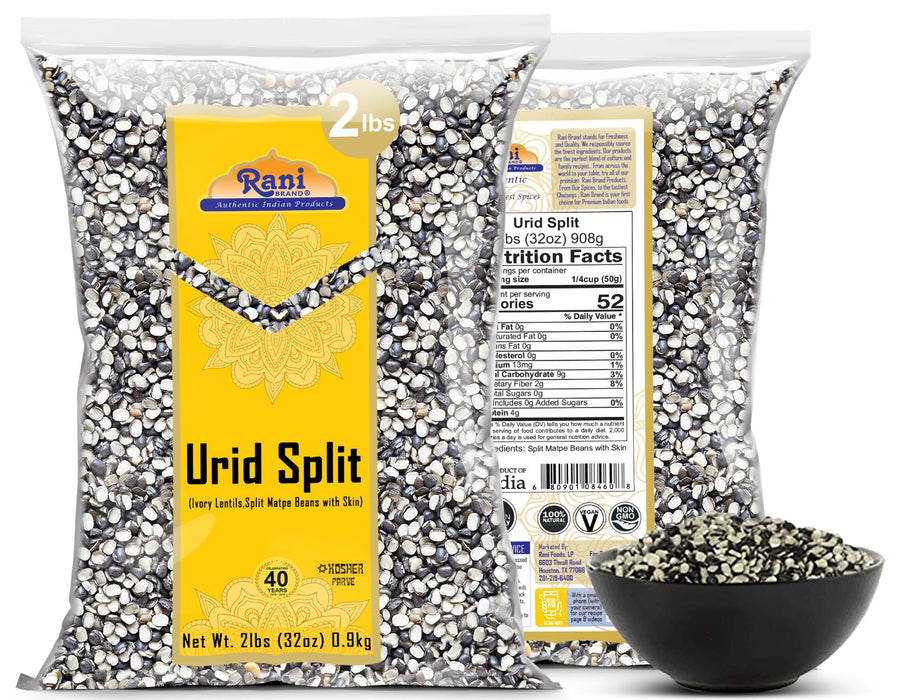 Rani Urid/Urad SPLIT Dal (Split Matpe Beans with Skin) Indian Lentils 32oz (2lbs) 908g ~ All Natural | Gluten Friendly | NON-GMO | Kosher | Vegan | Indian Origin