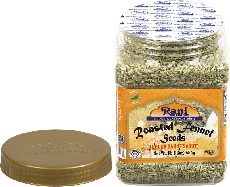 Rani Roasted Fennel Seeds (Bhuna Saunf Sabut) Whole Spice 16oz (1lb) 454g PET Jar ~ All Natural | Gluten Friendly | NON-GMO | Kosher | Vegan | Indian Origin