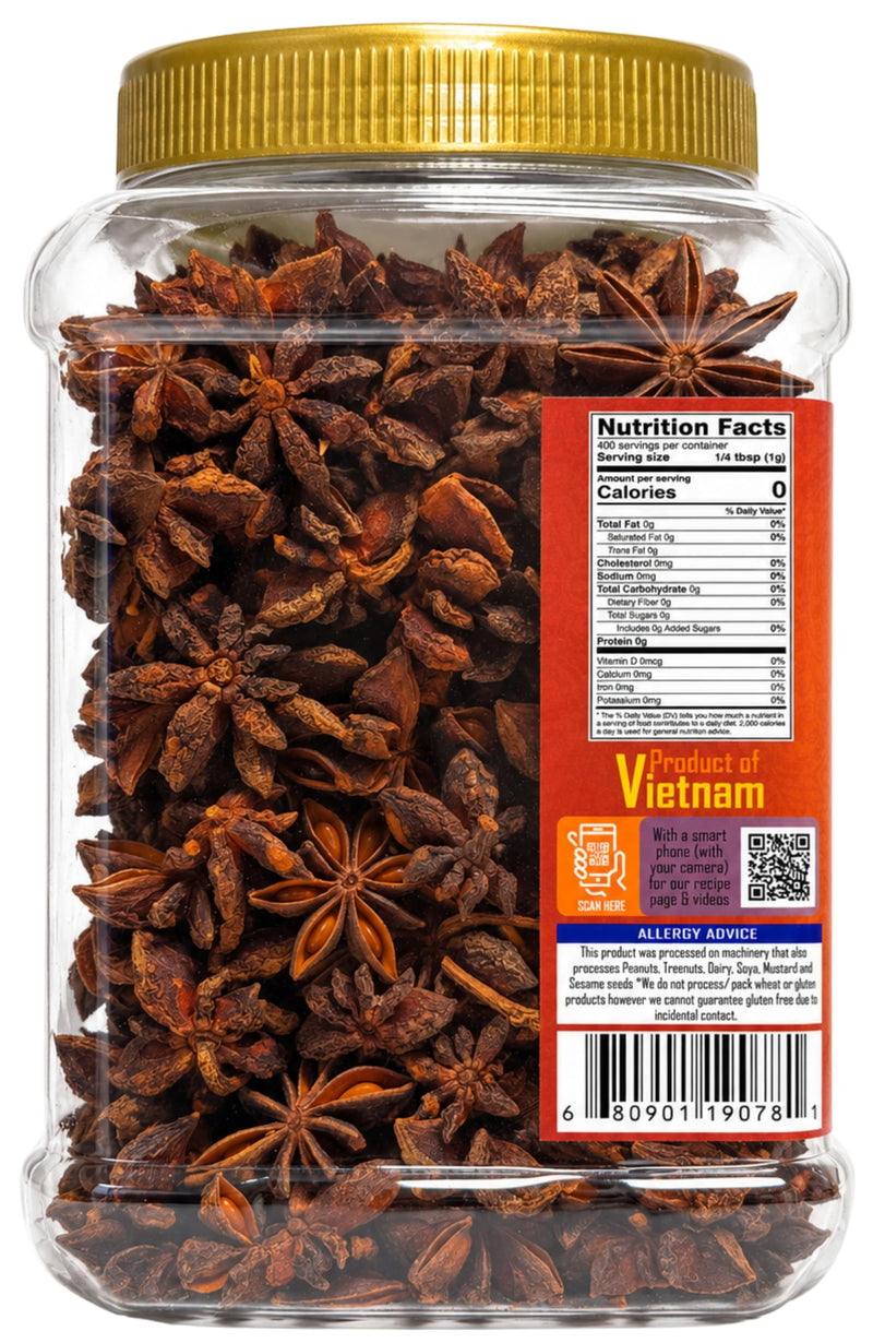 Rani Star Anise Seeds, Whole Pods (Badian Khatai) Spice 14oz (400g) PET Jar ~ All Natural | Gluten Friendly | NON-GMO | Kosher | Vegan | Indian Origin
