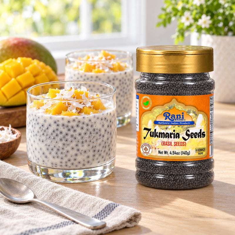 Rani Basil Seeds (Edible Tukmaria, Sabja) 4.94 oz Jar, 15 g Fiber per Serving