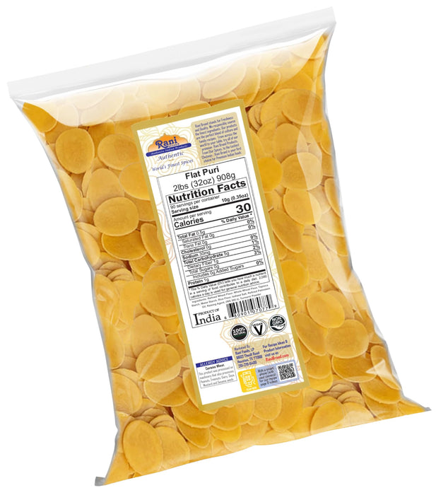 Rani Pani Puri Coins 32oz (2lbs) 907g, Bulk Pack 330-335 Coins ~ Uncooked, Microwaveable wheat and Semolina Coins ~ All Natural | Vegan | NON-GMO | Kosher