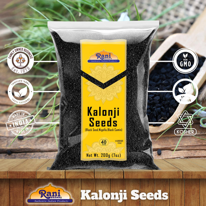 Rani Kalonji (Black Seed, Nigella Sativa, Black Cumin) Seeds 7oz (200g) All Natural ~ Gluten Friendly | NON-GMO | Kosher | Vegan | Indian Origin