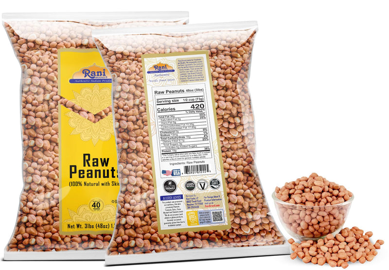 Rani Peanuts, Raw Whole With Skin (uncooked, unsalted) ~ All Natural | Fresh Product of USA ~ Spanish Grade Groundnut / Redskin {9 Sizes Available}