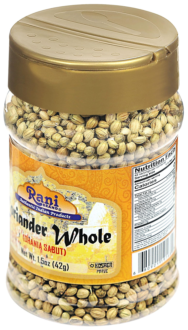 Rani Coriander (Dhania) Seeds Whole, Indian Spice 1.5oz (42g) PET Jar ~ All Natural | Gluten Friendly | NON-GMO | Vegan | Kosher | Indian Origin