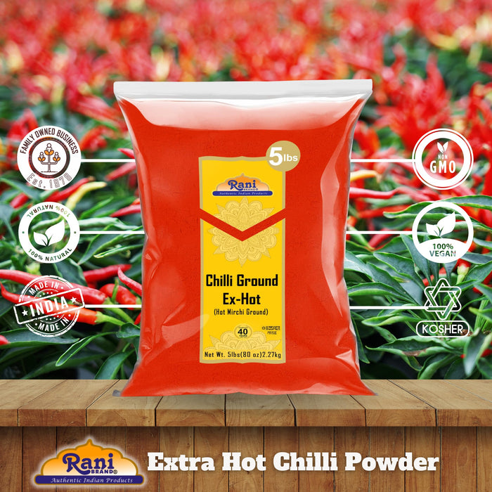 Rani Extra Hot Chilli Powder Indian Spice 80oz (5lbs) 2.27kg Bulk ~ All Natural | Salt-Free | Vegan | No Colors | Gluten Friendly | NON-GMO | Kosher