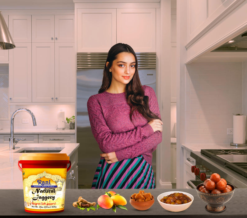 Rani Natural Jaggery (Gujarati Soft Jaggery) 32oz (2lbs) 908g Bulk Bucket ~ Gluten Friendly | Vegan | NON-GMO | Kosher | No Salt or fillers | Indian Product