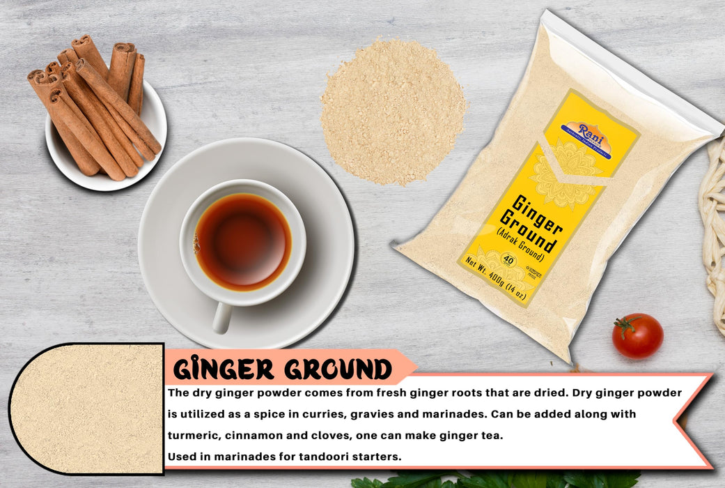 Rani Ginger (Adarak) Powder Ground, Spice 14oz (400g) ~ Natural | Vegan | Gluten Friendly | NON-GMO | Kosher | Indian Origin