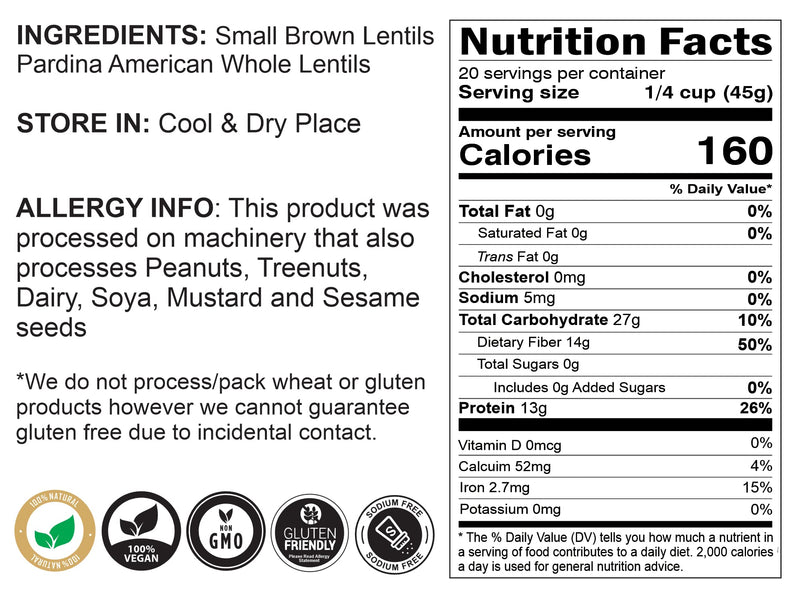 Rani Desi Masoor (Masur) Whole 32oz (2lbs) 907g (aka. Pardina Spanish) ~ All Natural | Vegan | Kosher | Gluten Friendly | Product of USA
