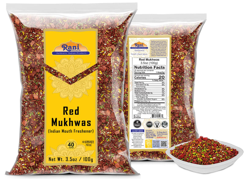 Rani Red Mukhwas (Special Digestive Treat) 3.5oz (100g) ~ Vegan | Kosher | Indian Candy Mouth Freshener