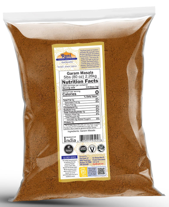 Rani Garam Masala Indian 11-Spice Blend 5lbs (80oz) 2.27kg Bulk ~ All Natural, Salt-Free | Vegan | No Colors | Gluten Friendly | NON-GMO | Kosher