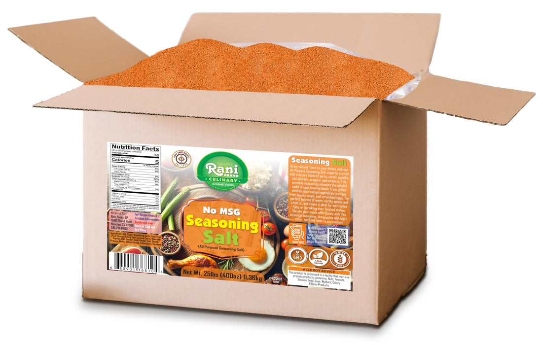 Rani No MSG Seasoning Salt (All Purpose Seasonign Salt) 400oz (25lbs) 11.36kg Bulk Box ~ All Natural | Gluten Friendly | NON-GMO | Kosher | Vegan | Indian Origin