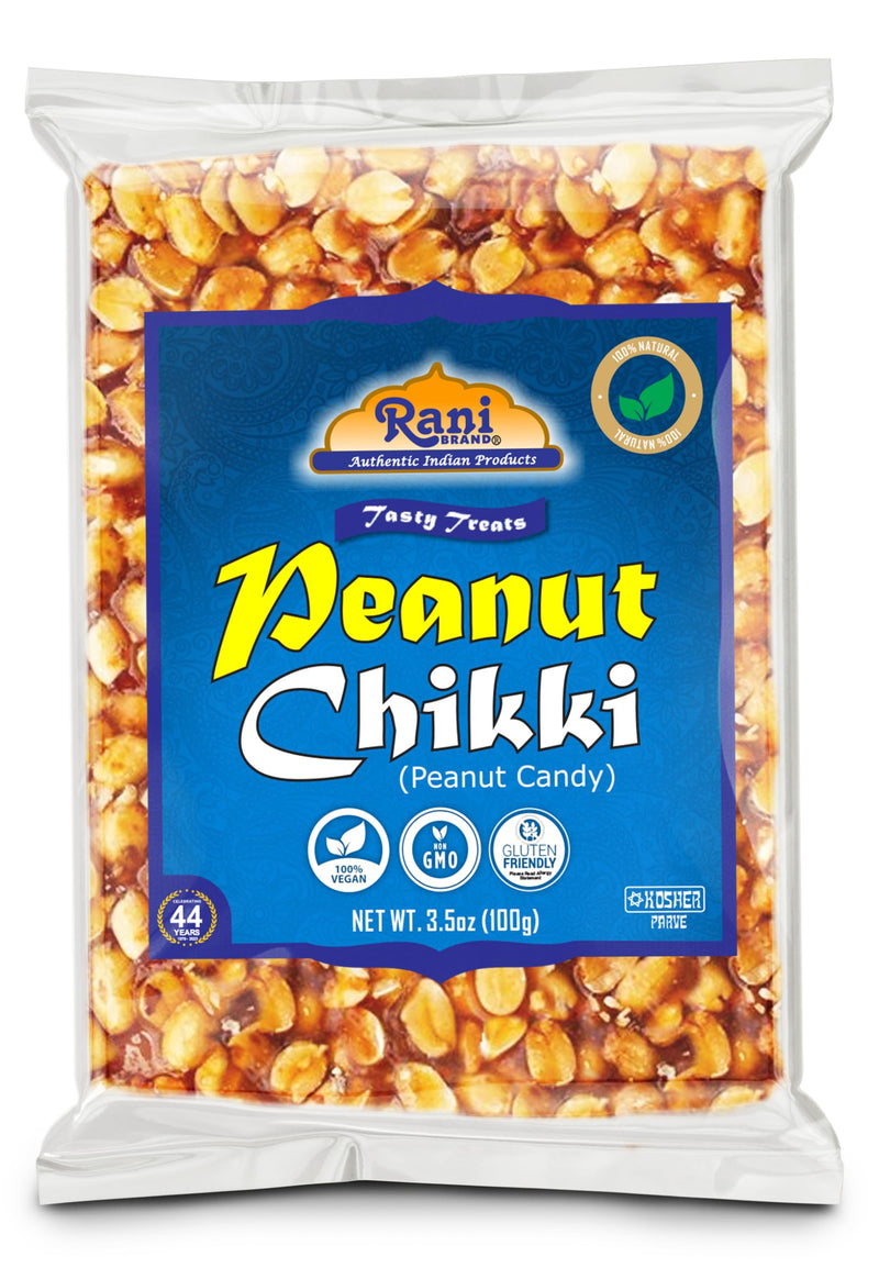 Rani Peanut Chikki (Brittle Candy) 100g (3.5oz) x Pack of 10 ~ All Natural | Vegan | Kosher | No colors | Gluten Friendly | Indian Origin