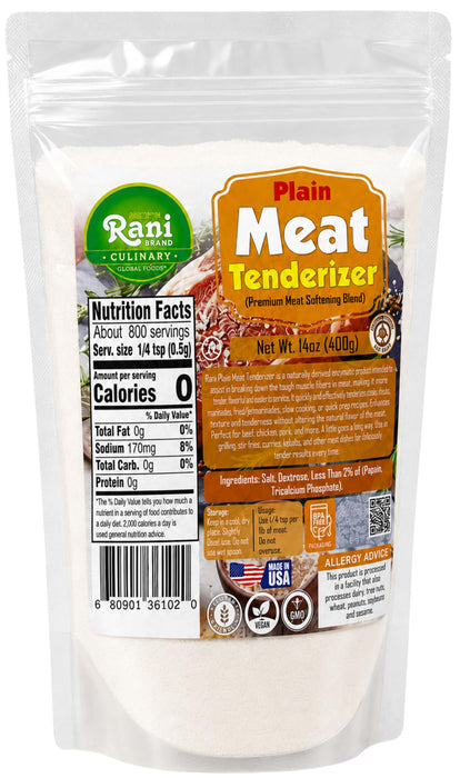 Rani Plain Meat Tenderizer (Premium Meat Softening Blend) 14oz (400g) ~ Gluten Free | NON-GMO | Kosher | Vegan | Product of USA