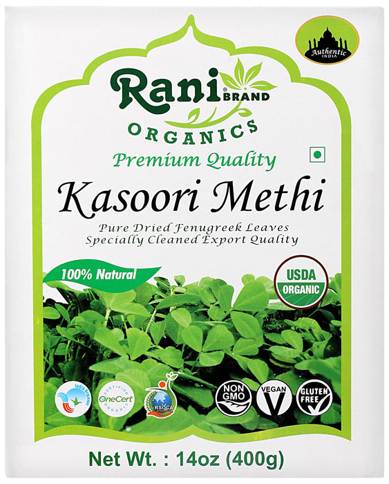 Rani Organic Fenugreek Leaves Dried (Kasoori Methi) 14oz (400g) ~ All Natural | Vegan | Gluten Friendly | NON-GMO | Indian Origin | USDA Certified Organic