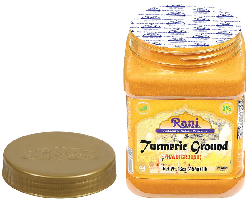 Rani Turmeric (Haldi) Root Powder Spice, (High Curcumin Content) 16oz (1lb) 454g PET Jar, Pack of 6 ~ All Natural | 100% Pure, Salt Free | Vegan | Gluten Friendly | NON-GMO | Indian Origin