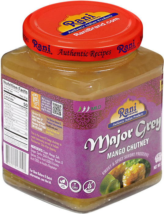 Rani Major Grey Mango Chutney (Indian Preserve) 12.3oz (350g) Glass Jar, Pack of 2, Ready to eat, Vegan ~ Gluten Free, All Natural, NON-GMO, Kosher