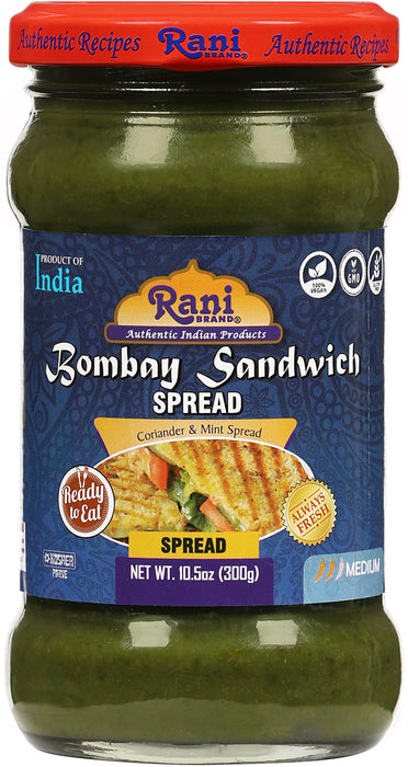 Rani Bombay Sandwich Spread, Mild (Mint & Coriander) 10.5oz (300g) Glass Jar, Ready to Eat, Pack of 5+1 FREE ~ Vegan | Gluten Free | NON-GMO | Kosher