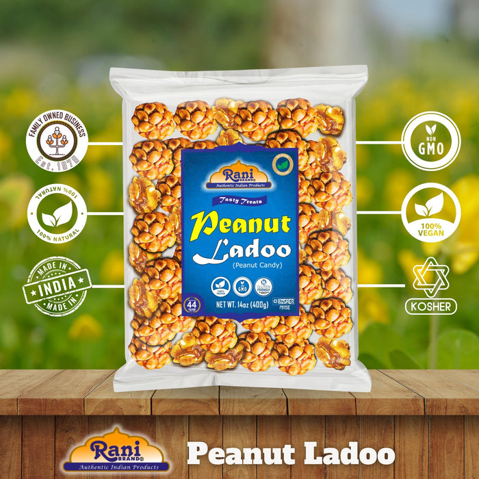 Rani Peanut Ladoo (Round Peanut Brittle Candy) 14oz (400g) ~ All Natural | Vegan | Kosher | No colors | Gluten Free Ingredients | Indian Origin