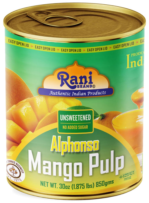 Rani Mango Pulp Puree (Makes Mango Lassi Shakes) Alphonso Unsweetened 30oz (1.875lbs) 850g ~ Kosher | All Natural | NON-GMO | Vegan | No colors | Gluten Friendly | Indian Origin