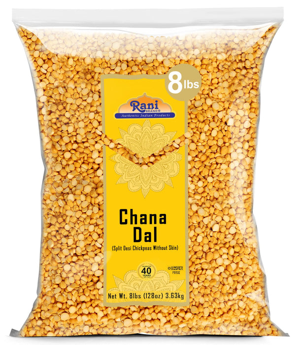 Rani Chana Dal (Split Desi Chickpeas without skin) 128oz (8lbs) 3.63kg, Bulk ~ Natural | Gluten Friendly | NON-GMO | Kosher | Vegan