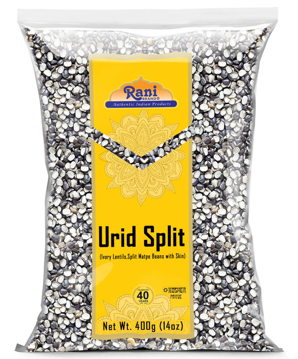 Rani Urid/Urad Split (Split Matpe Beans with Skin) Indian Lentils 14oz (400g) ~ All Natural | Gluten Friendly | NON-GMO | Vegan | Indian Origin