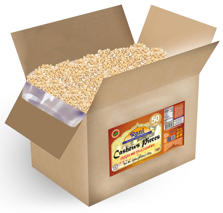 Rani Raw Cashews Halves and Pieces (uncooked, unsalted) 800oz (50lbs) 23kg Vacuum Packed, Bulk Box ~ All Natural, No Preservatives | Vegan | NON-GMO | Kosher | Gluten Friendly