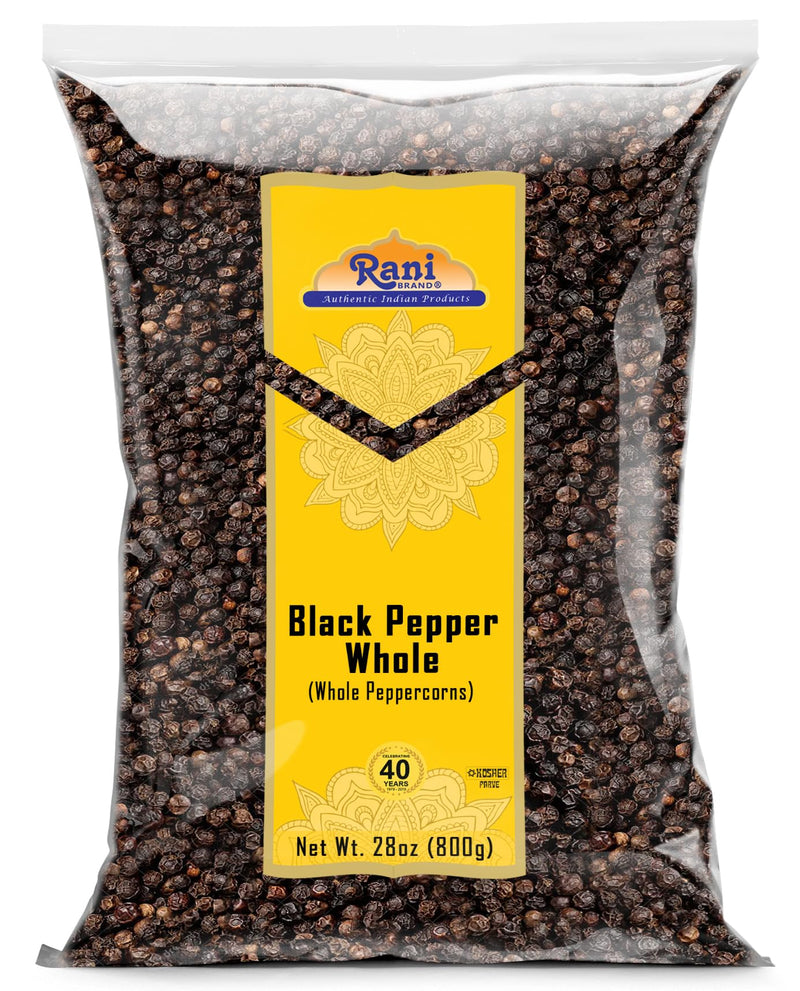 Rani Black Pepper Whole (Peppercorns), Premium Bold Tellicherry Quality 28oz (1.75lbs) 800g ~ All Natural | Gluten Friendly | Non-GMO | Kosher | Product of Vietnam | Perfect size for Grinders!