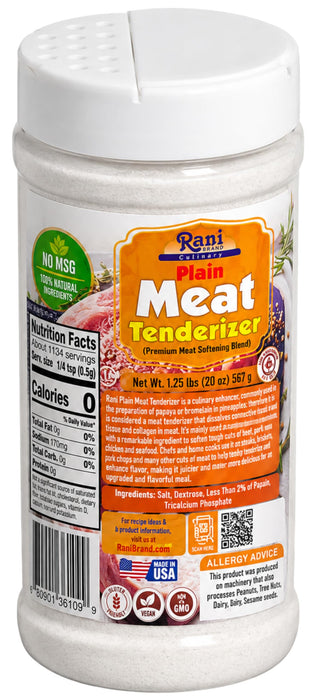 Rani Plain Meat Tenderizer (Premium Meat Softening Blend) 1.25lbs (20oz) 567g PET Jar ~ Gluten Free | NON-GMO | Kosher | Vegan | Product of USA
