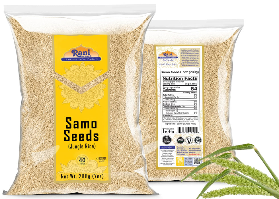 Rani Samo Seeds Whole (Japanese barnyard millet/Jungle Rice/Moriyo/Samak Rice) Echinochloa frumentacea 7oz (200g) ~ All Natural | Vegan | Gluten Friendly | Kosher | NON-GMO | Indian Origin