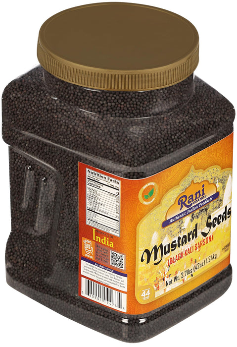 Rani Black Mustard Seeds Whole Spice (Kali Rai) 42oz (2.7lbs) 1.22kg PET Jar ~ All Natural | Gluten Friendly | NON-GMO | Vegan | Kosher | Indian Origin