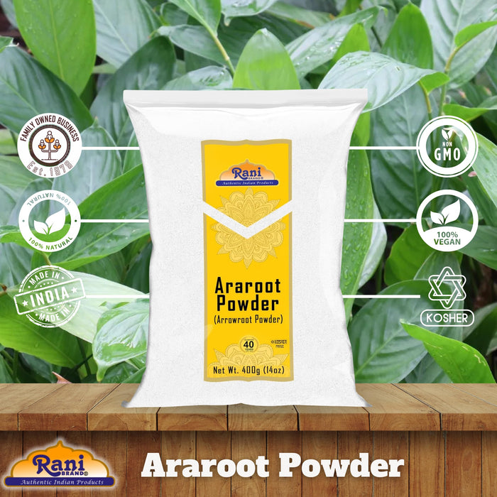 Rani Araroot (Arrowroot) Powder, Starch 14oz (400g) ~ All Natural | Gluten Free Ingredients | No Color | Vegan | NON-GMO | Kosher