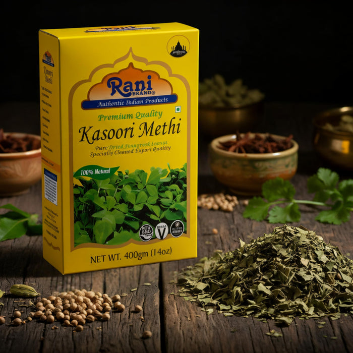 Rani Fenugreek Leaves Dried, All Natural (Kasoori Methi) 400g (14oz) ~ Gluten Friendly | NON-GMO ~ Vegan