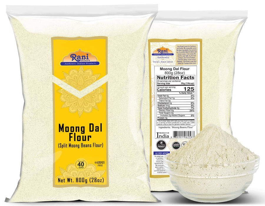 Rani Moong Flour (Mung Bean Flour, Green Gram Flour) 28oz (1.75lbs) 800g ~ All Natural | Vegan | Gluten Friendly | NON-GMO | Kosher | Indian Origin