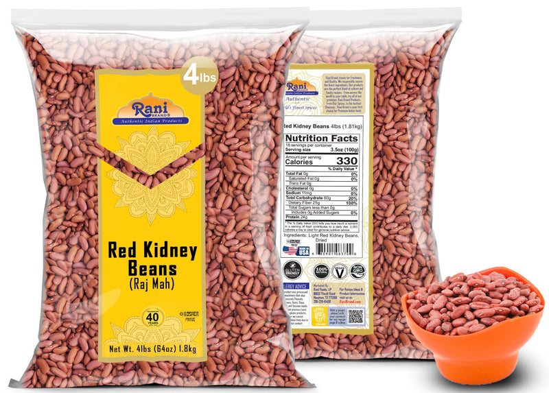 Rani Red Kidney Beans, Light 64oz (4lbs) 1.81kg ~ Pack of 10 ~ 640oz (40lbs) 18.14kg Total ~ All Natural | Vegan | Gluten Friendly | NON-GMO | Kosher | Raj Mah