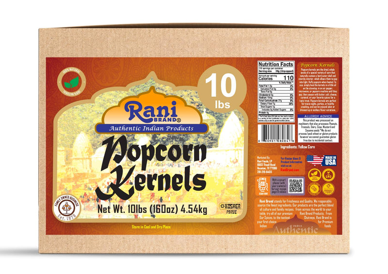 Rani Popcorn Kernels 160oz (10lbs) 4.54kg Bulk Box, Perfect for Stovetop, Microwave & Popcorn Machines ~ All Natural | Gluten Friendly | Vegan | NON-GMO | Kosher | Product of USA