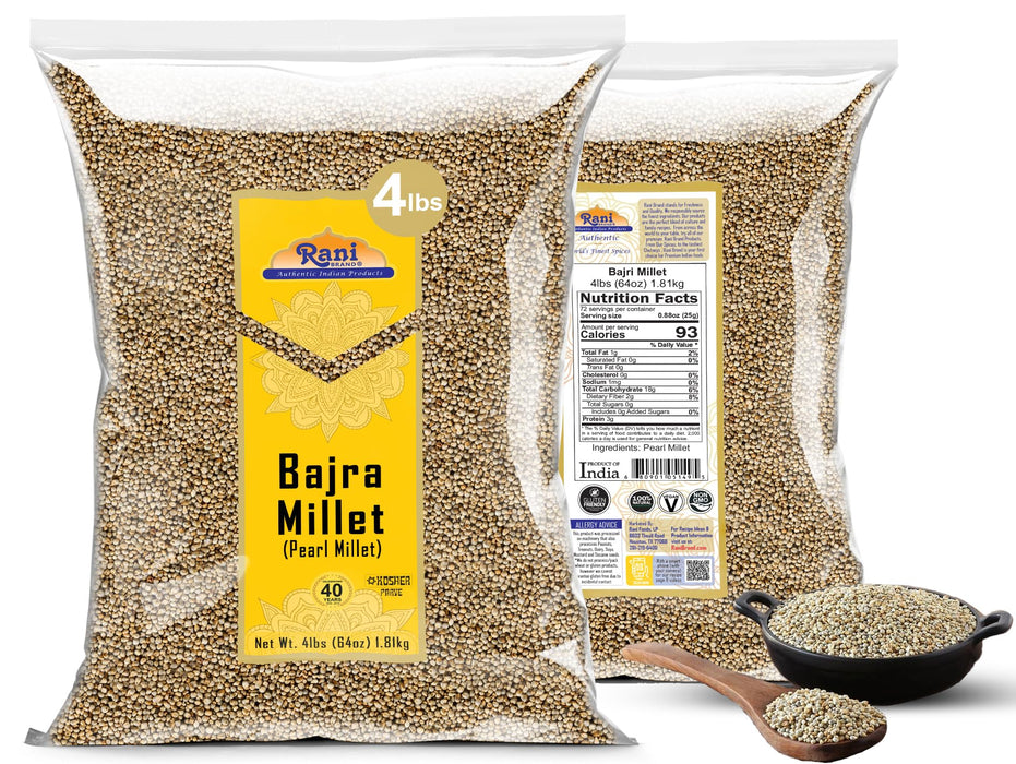 Rani Bajri Millet (Pearl Millet) 64oz (4lbs) 1.81kg Bulk ~ All Natural | Vegan | Gluten Friendly | NON-GMO | Kosher | Indian Origin