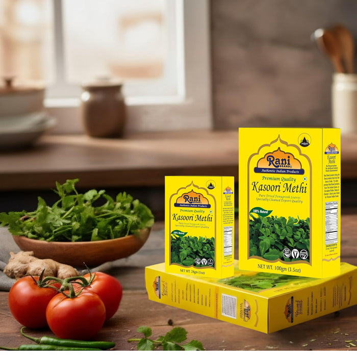 Rani Fenugreek Leaves Dried (Kasoori Methi) 1oz (28g) ~ All Natural | Vegan | Gluten Friendly | NON-GMO | Indian Origin
