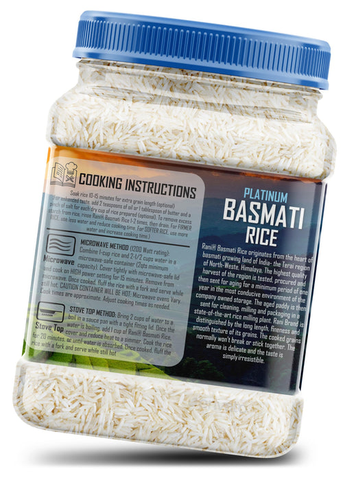 Rani Platinum White Basmati Rice Extra Long Aged 160oz (10lbs) 4.53kg PET Jar ~ All Natural | Gluten Friendly | Vegan | Indian Origin | Kosher | Export Quality