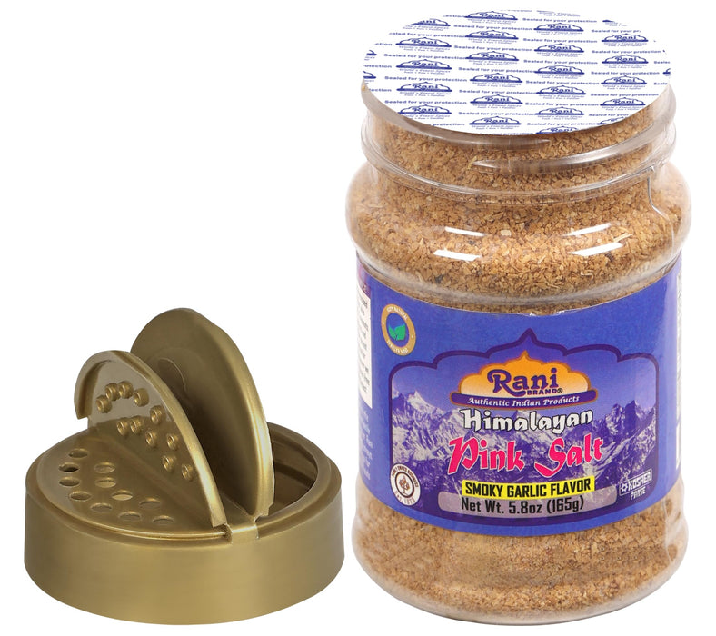 Rani Himalayan Pink Salt Smokey Garlic Flavor (84 Essential Trace Minerals) 5.8oz (164g) PET Jar ~ All Natural | Vegan | Gluten Friendly | NON-GMO | Indian Origin