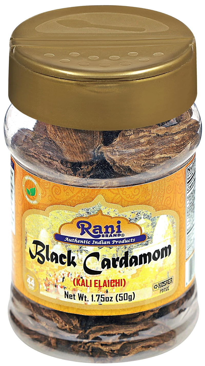 Rani Black Cardamom Pods (Kali Elachi) Whole Indian Spice 1.75oz (50g) PET Jar ~ Natural | Vegan | Gluten Friendly | NON-GMO | Kosher | Indian Origin